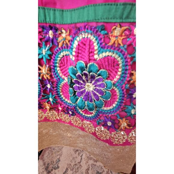 VTG Indian Bollywood Kameez Dress Hippie Boho Festival Beaded WOW Twirly! 36 M - Picture 8 of 8